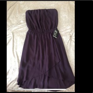 Dark purple strapless dress